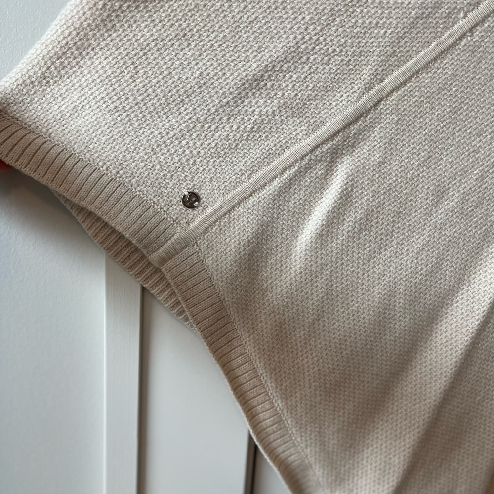 Lululemon Cream Asymmetrical Zip Knit Poncho Sweater - Picture 14 of 14